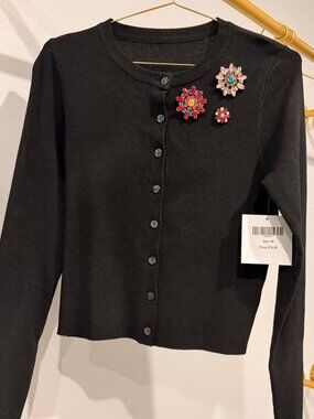 Gorgeous handmade rhinestone patch cardigan